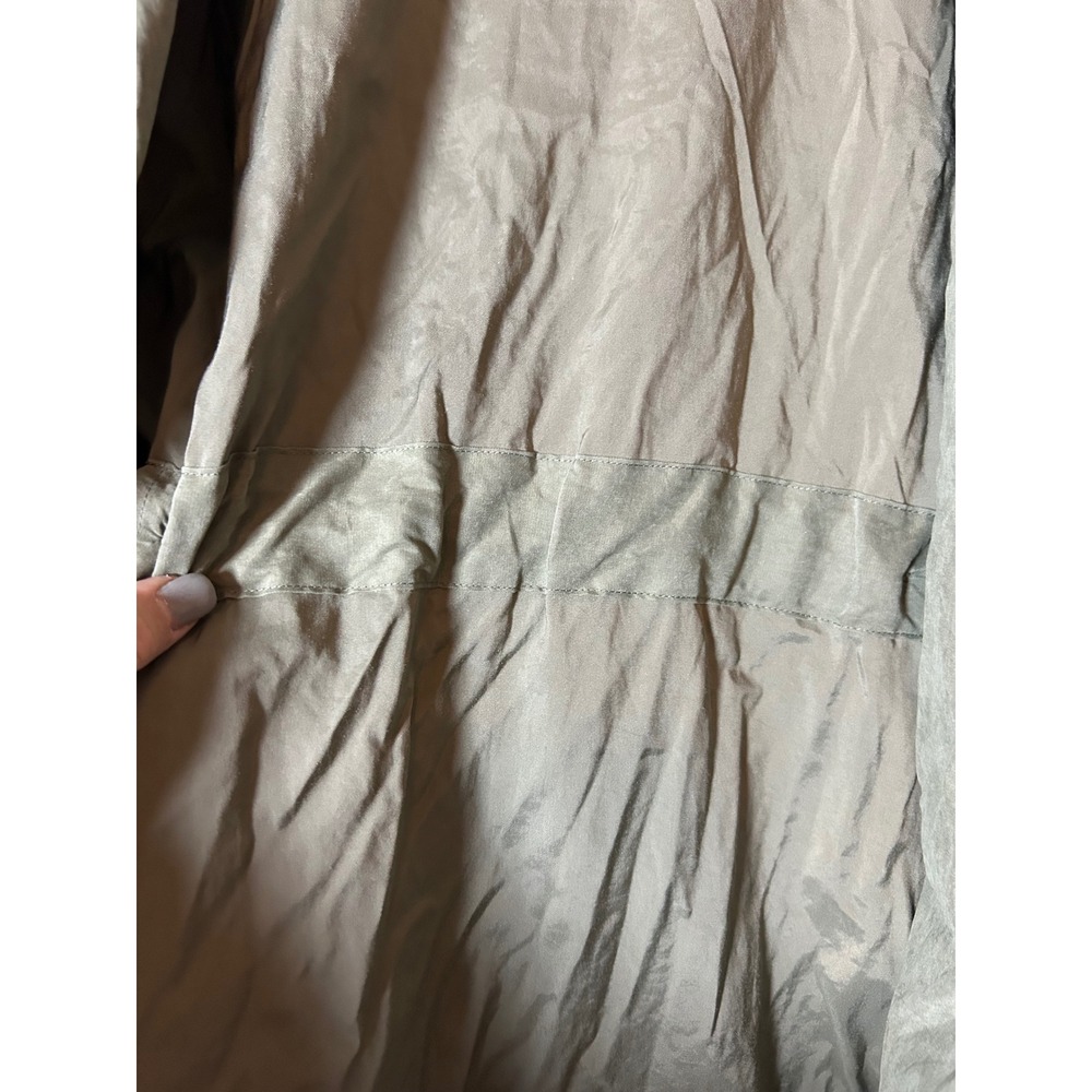 Dee Elly Olive Green Lightweight Duster Trench Coat Open Front Small - Picture 7 of 9